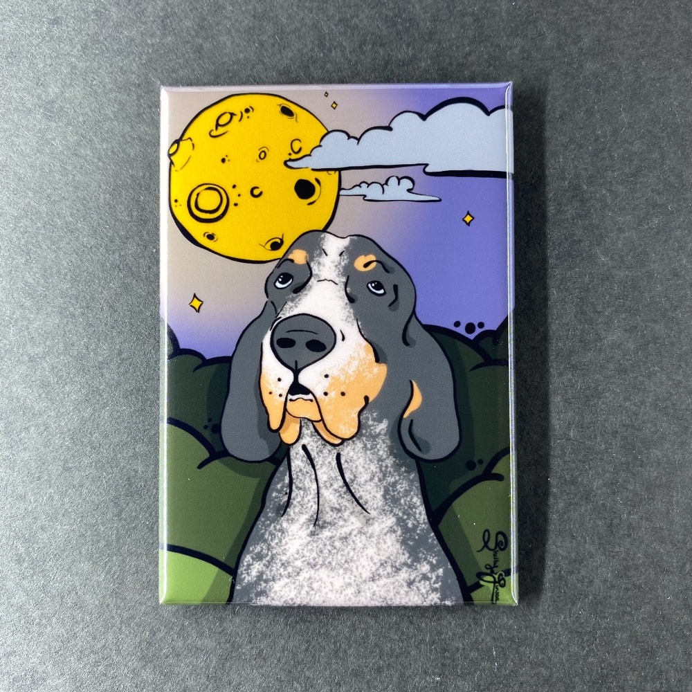 Bluetick Coonhound Dog Full Moon Magnet - 2x3"